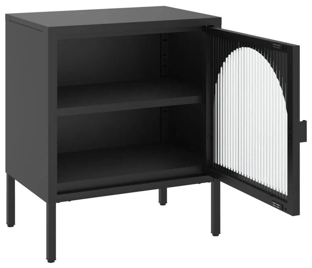 Mesa de cabeceira 50x35x60 cm vidro e aço preto