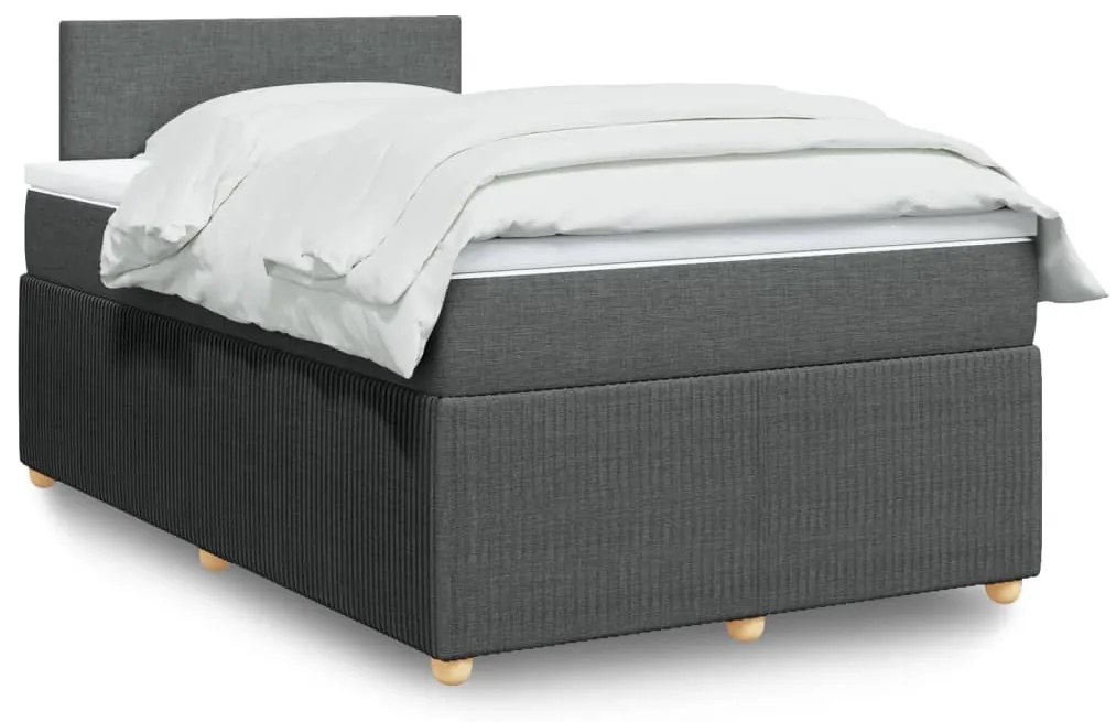 Cama boxspring com colchão 120x190 cm tecido cinzento-escuro