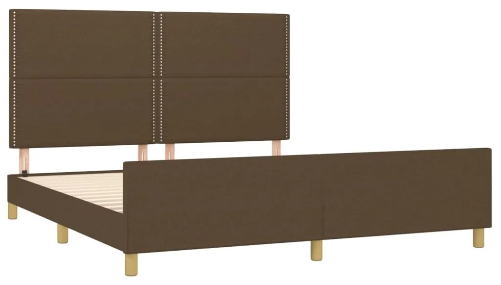 Estrutura de cama 160x200 cm tecido castanho-escuro