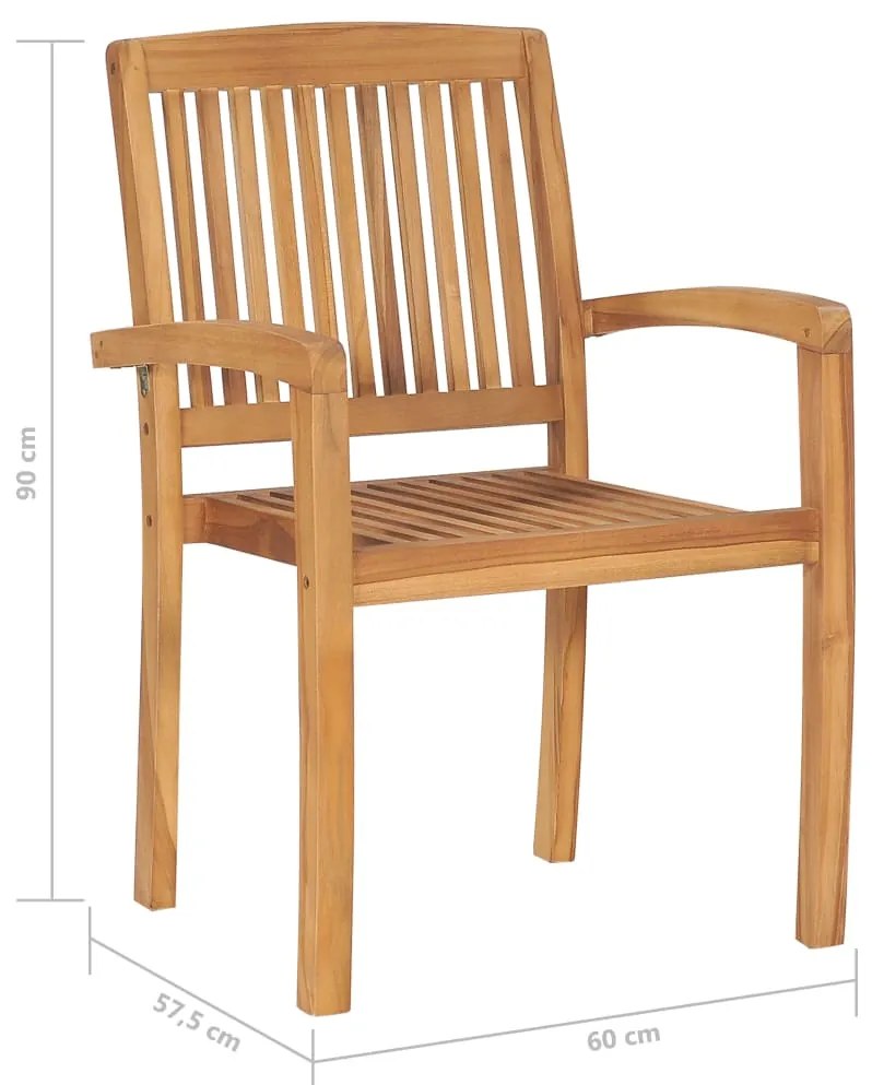 Cadeiras de jardim empiháveis c/ almofadões 4 pcs teca maciça