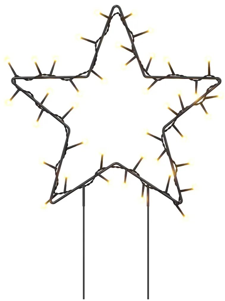 Decoração estrela de Natal c/ luz e estacas 3 pcs 50 LEDs 29 cm