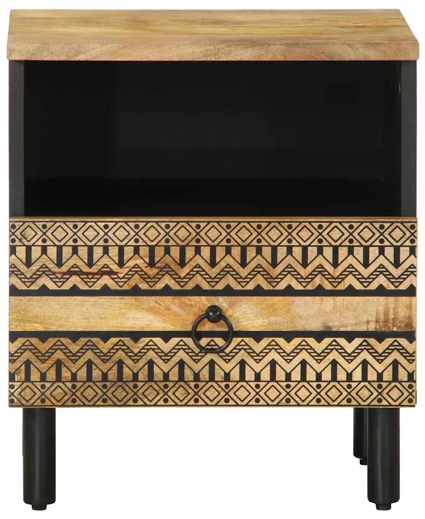 Mesa cabeceira 40x33x46cm madeira mangueira áspera maciça preto