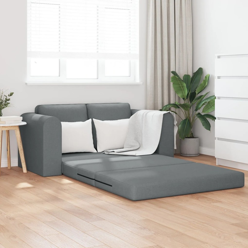 Sofá-camas 2 em 1 Cinza Escuro 148x71x83 cm Tecido