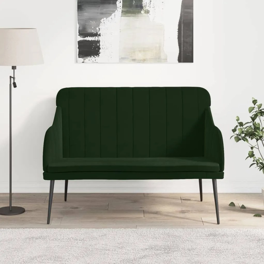 vidaXL Banco 110x76x80 cm veludo verde-escuro