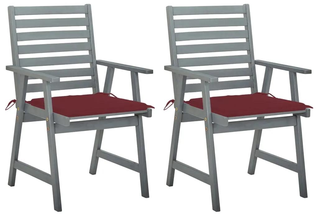 Cadeiras de jantar exterior c/ almofadões 2 pcs acácia maciça
