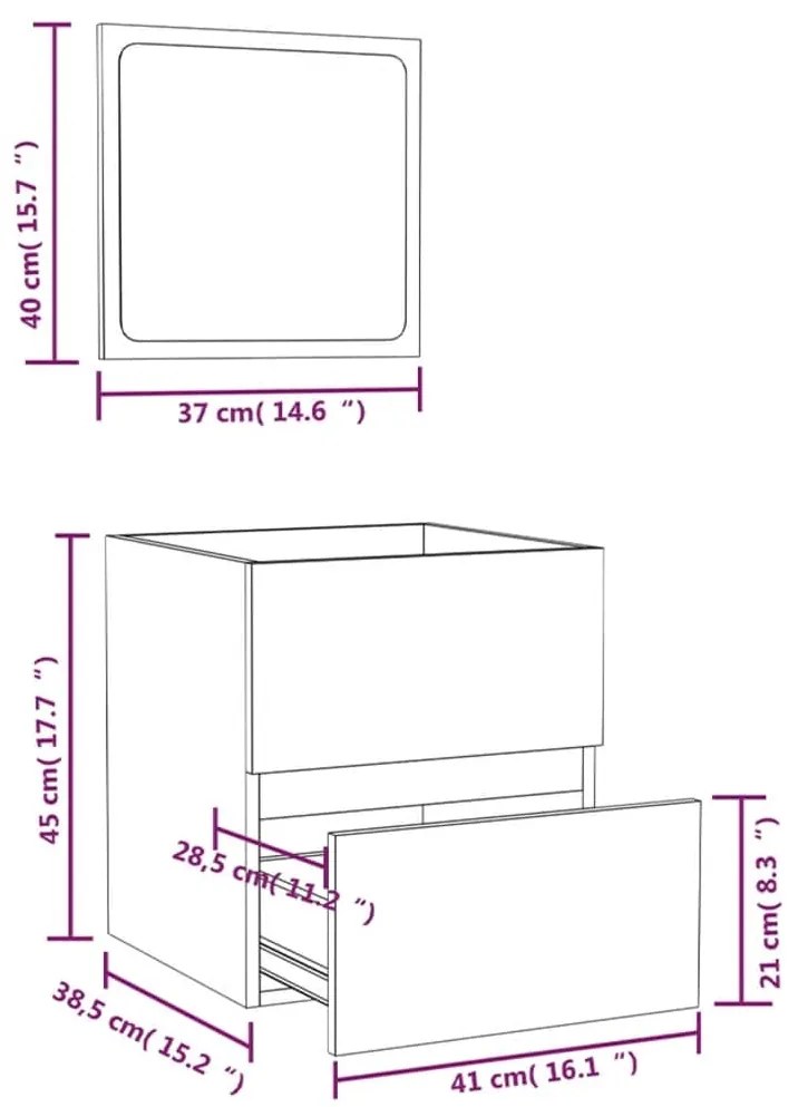 Armário de casa de banho com espelho madeira processada branco