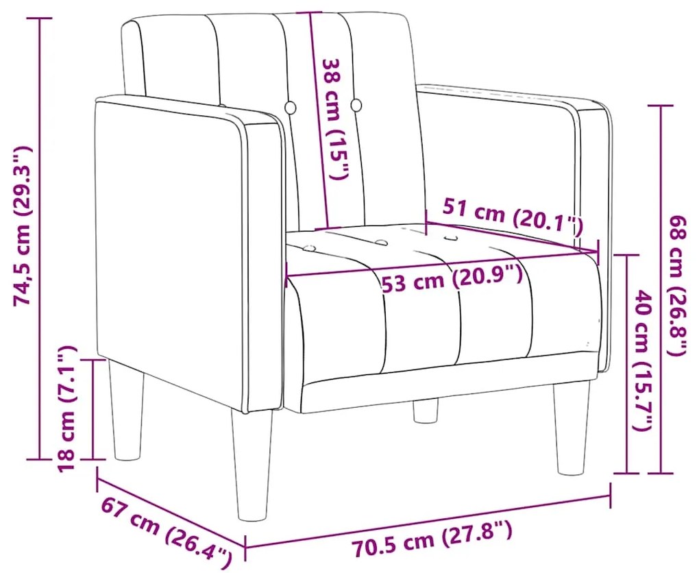 Poltrona com apoio de braços 53 cm veludo preto