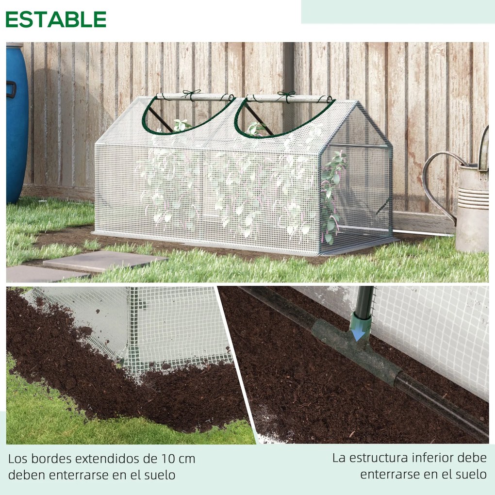 Outsunny Estufa 119x60x60cm Estufa de Jardim com 2 Janelas Enroláveis