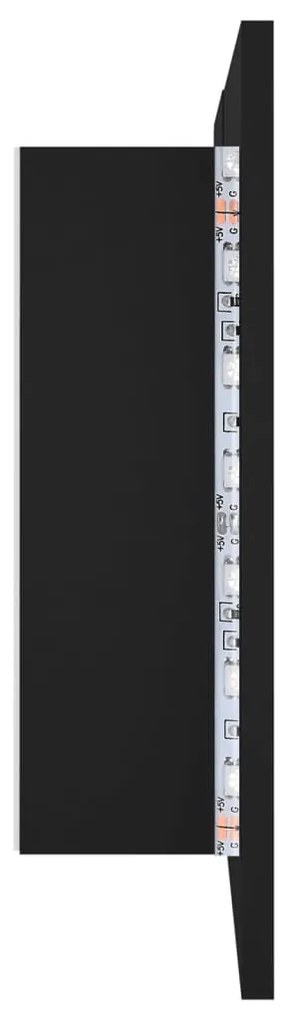 Armário espelhado casa de banho LED 80x12x45 cm acrílico preto