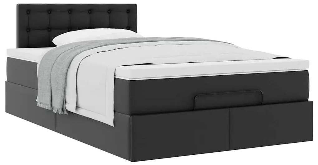 Estrutura de cama otomana com colchão 120x200 cm preta