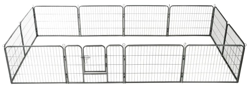 vidaXL Parque para cães 12 painéis aço 80x60 cm preto