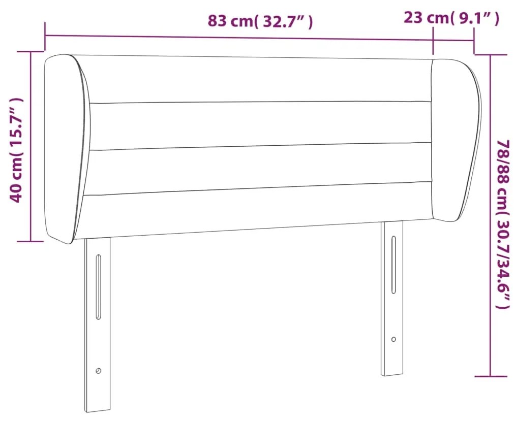 Cabeceira de cama c/ abas tecido 83x23x78/88 cm cinzento-escuro