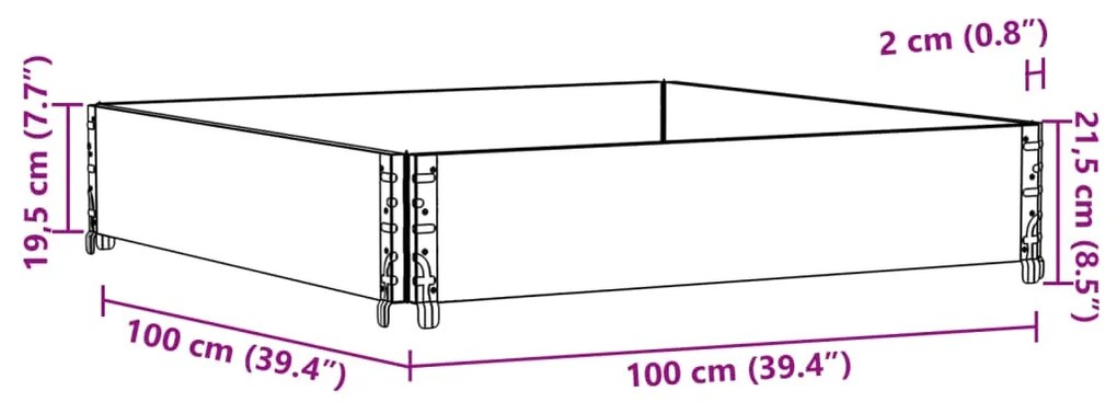 Vaso/floreira para jardim 100x100 cm madeira de pinho maciça