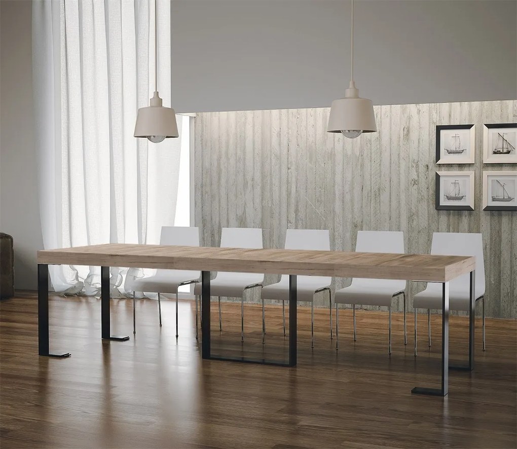 Mesa consola extensível até 300 cm Futura Premium Carvalho Natural e Estrutura antracite