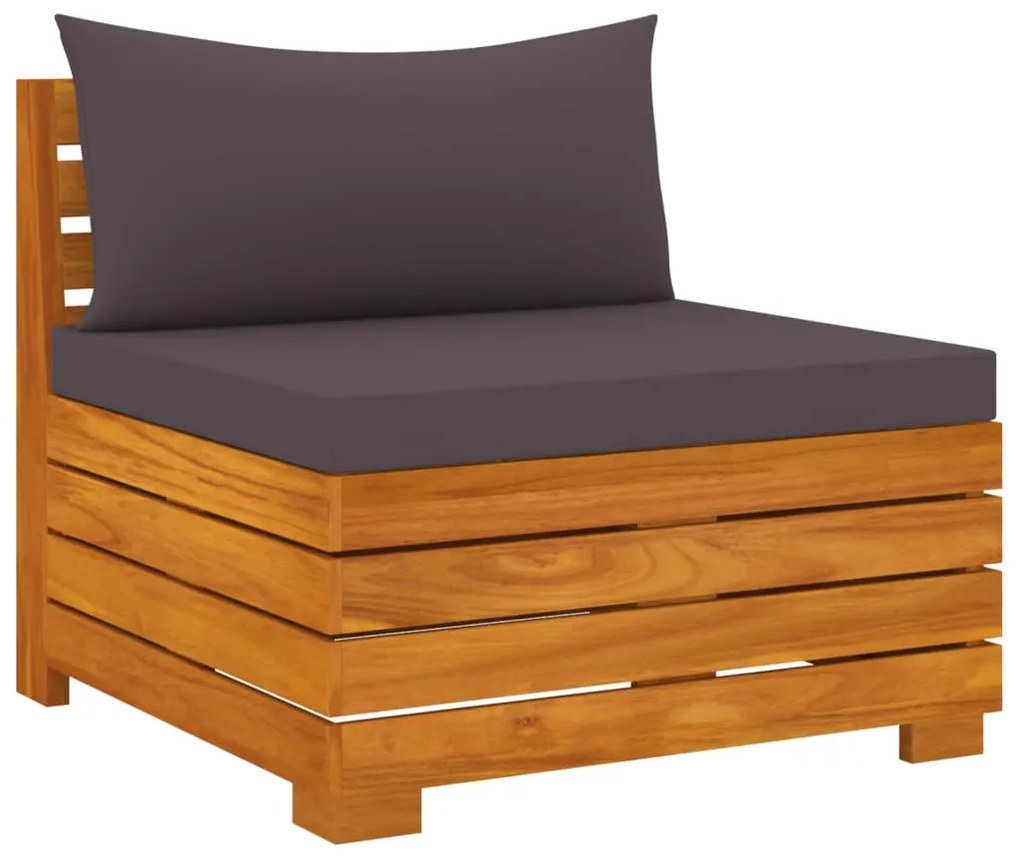6 pcs conjunto lounge de jardim c/ almofadões acácia maciça