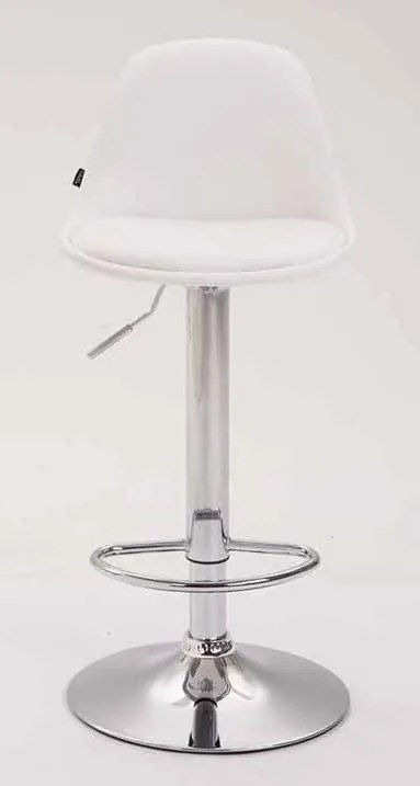 Conjunto de 2 bancos de bar Kiel em couro sintético e com estrutura cromada 39 x 82-104 x 39 cm Branco