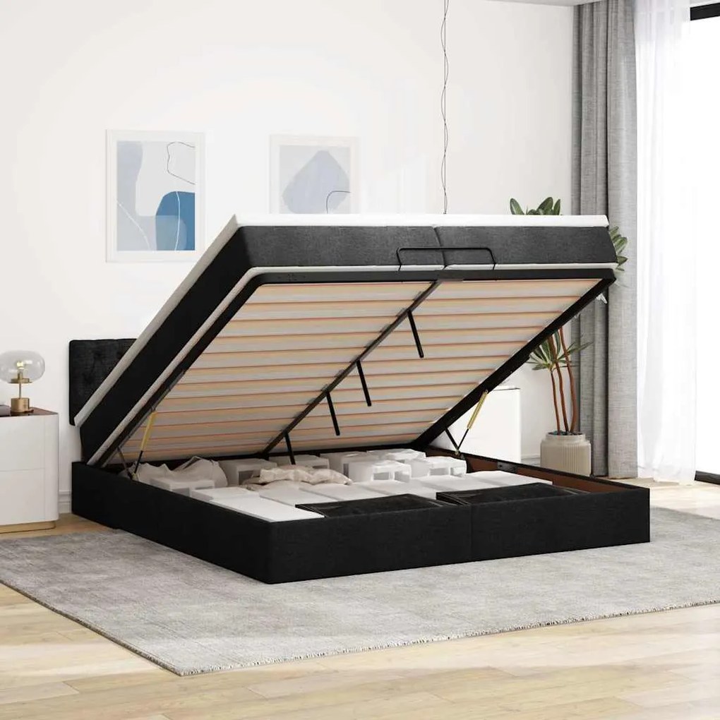 vidaXL Estrutura de cama otomana com colchão 120x190cm castanho escuro