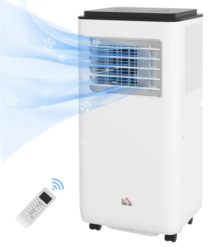 HOMCOM Ar Condicionado Portátil 10000 BTU 2900W Arrefecedor Ventilador Desumidificador 5 em 1 para Quarto 22m² 33x28x70,4 cm Branco | Aosom Portugal