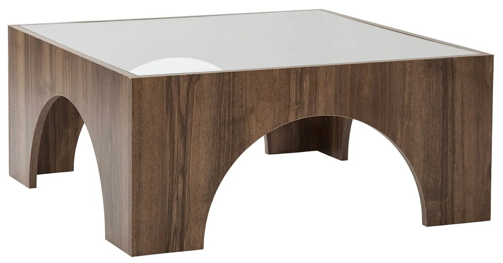 Mesa de Café Seine - Transparente e Nogueira - 80x35x80 cm
