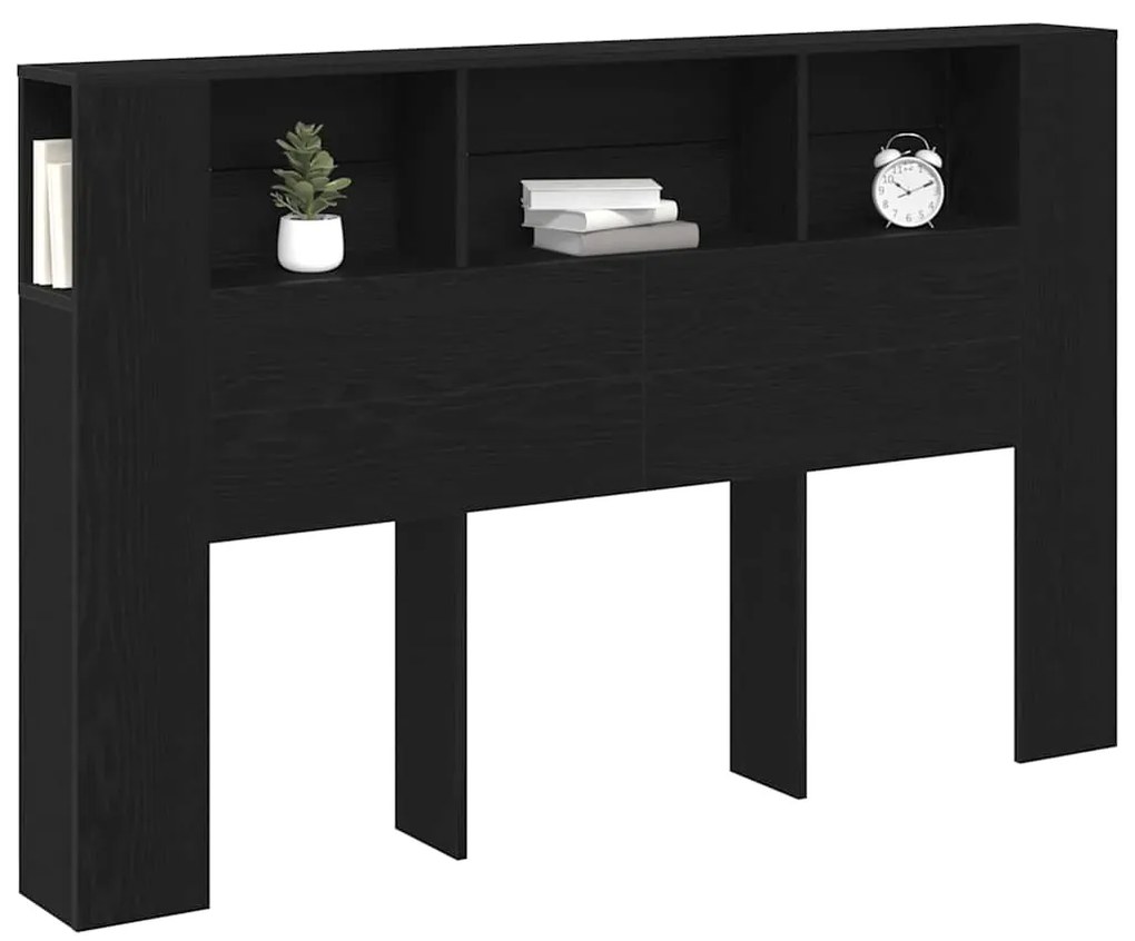 Cabeceira de Cabide Preta vidaXL - 160x19x104.5 cm Feito de Madeira de