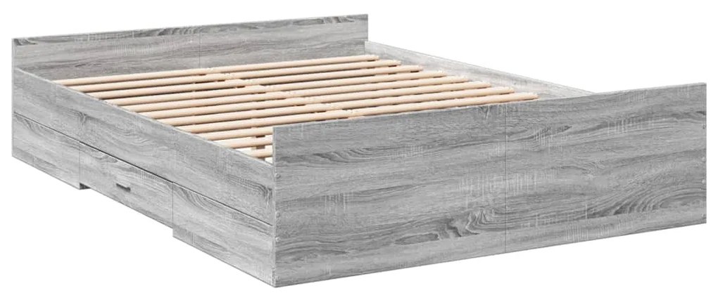 Estrutura de cama c/ gavetas derivados madeira cinza sonoma