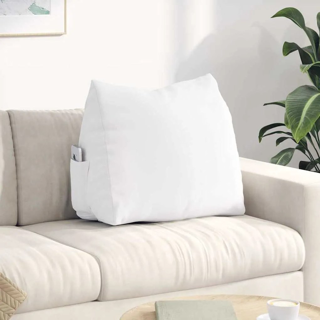 vidaXL Travesseiro para Costas Branco 60 x 20 x 50 cm tecido