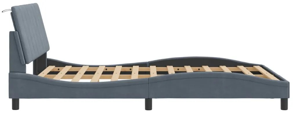 Estrutura de cama sem colchão 140x190 cm veludo cinzento-escuro