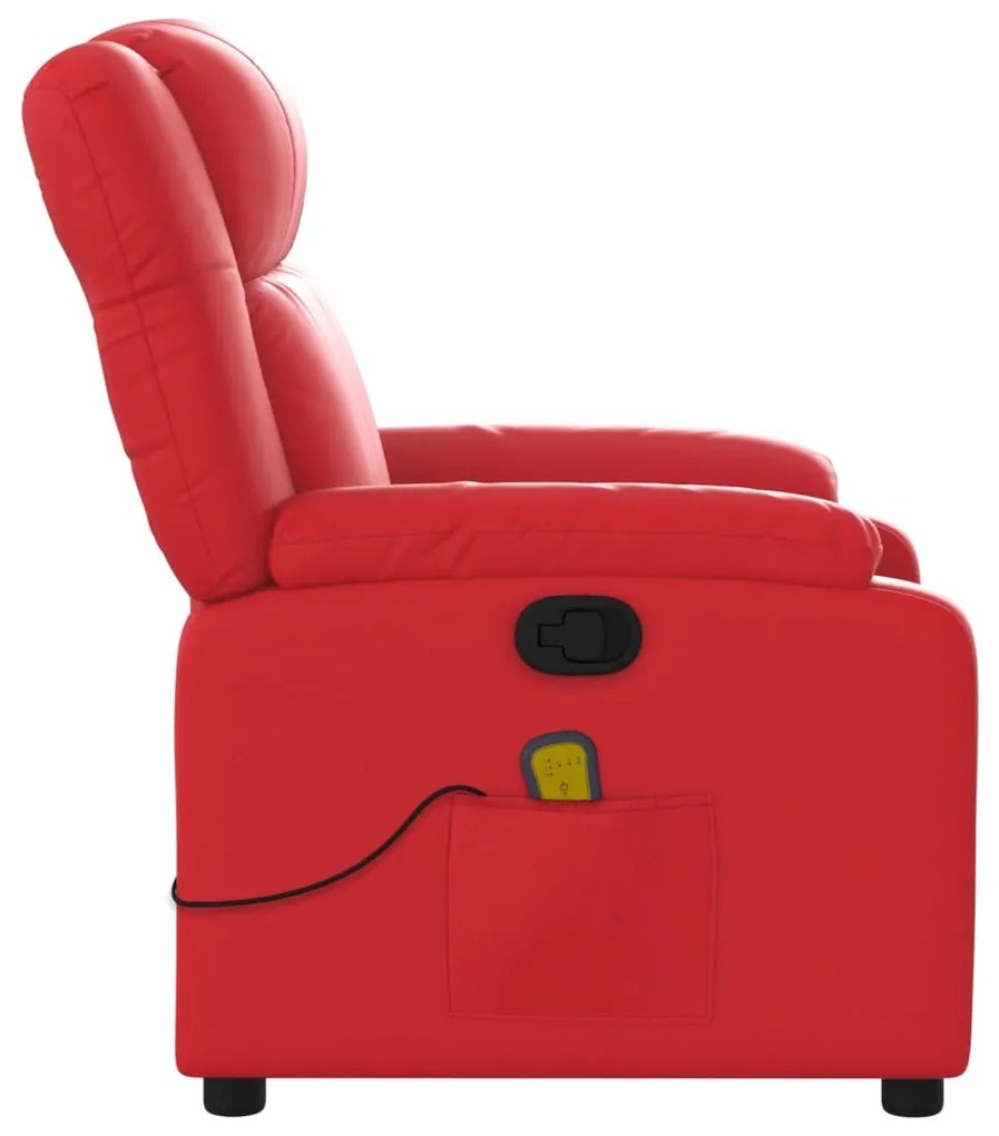 Poltrona de massagens reclinável couro artificial vermelho