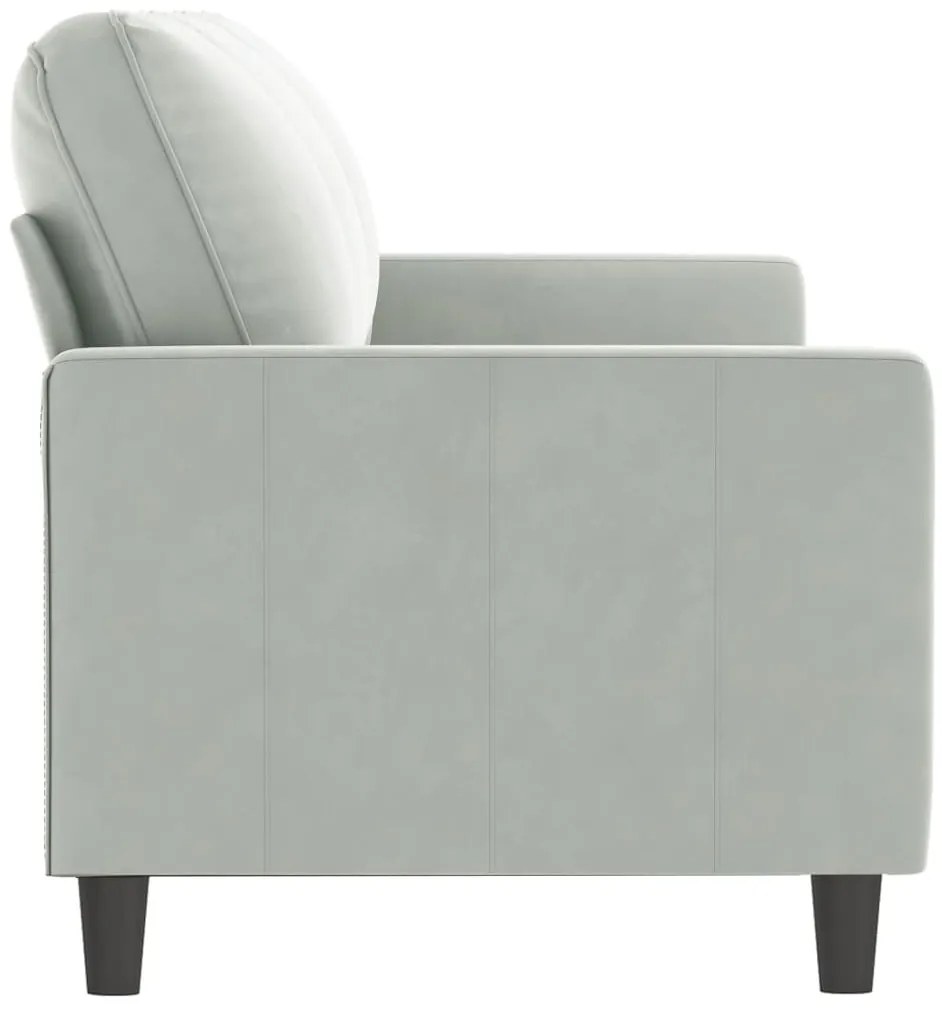 Sofá de 3 lugares 180 cm veludo cinzento-claro