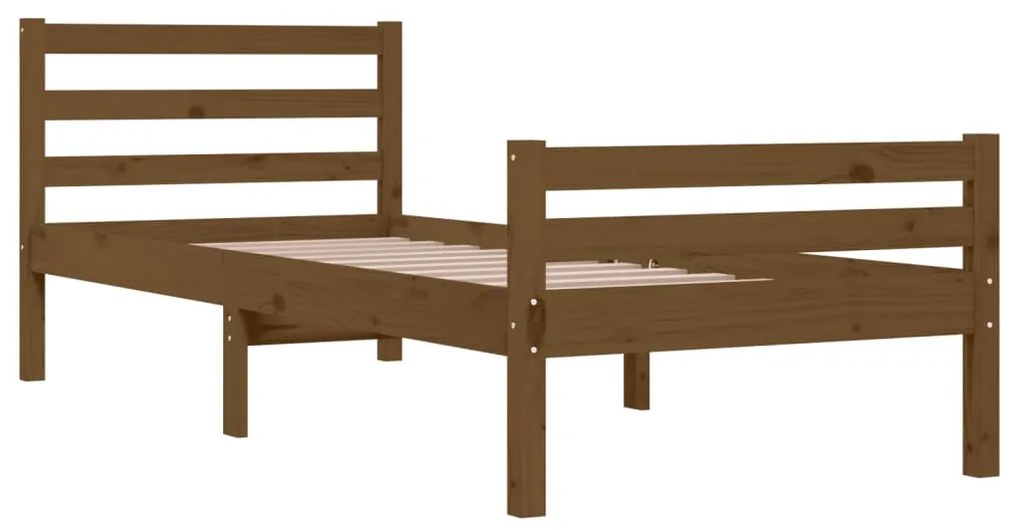 Estrutura cama pequena solteiro 75x190 cm madeira castanho mel