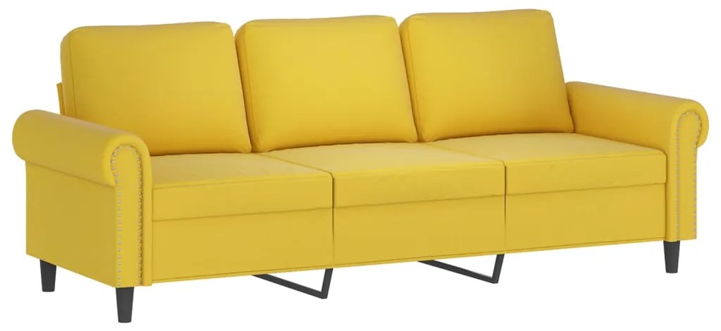 3 pcs conjunto de sofás com almofadas veludo amarelo