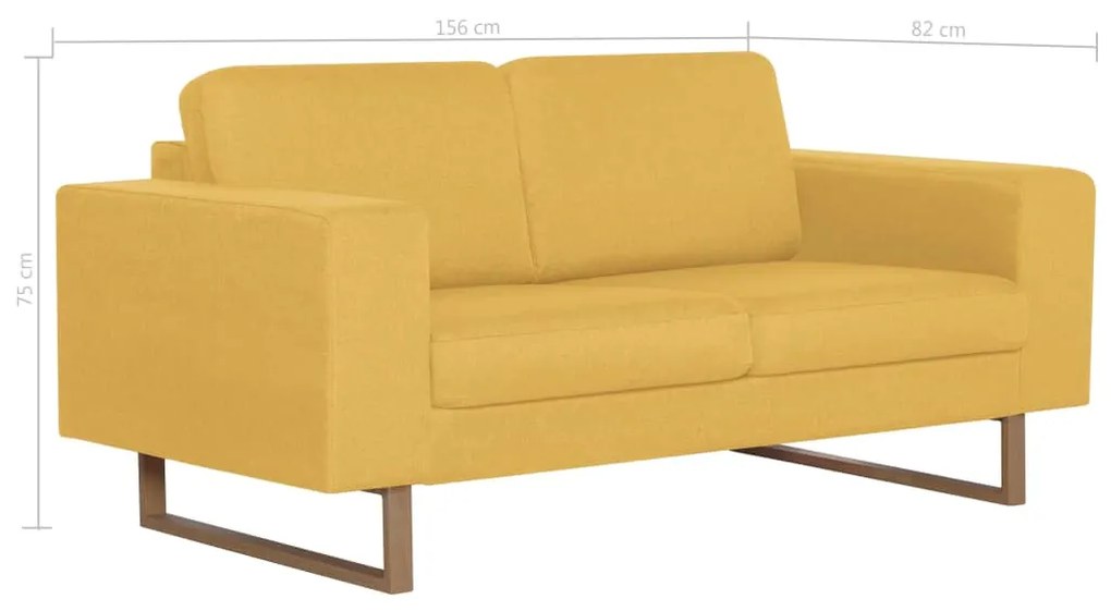 Sofá Valença de 2 Lugares - Em Tecido - Cor Amarelo - 156x82x76 cm - E