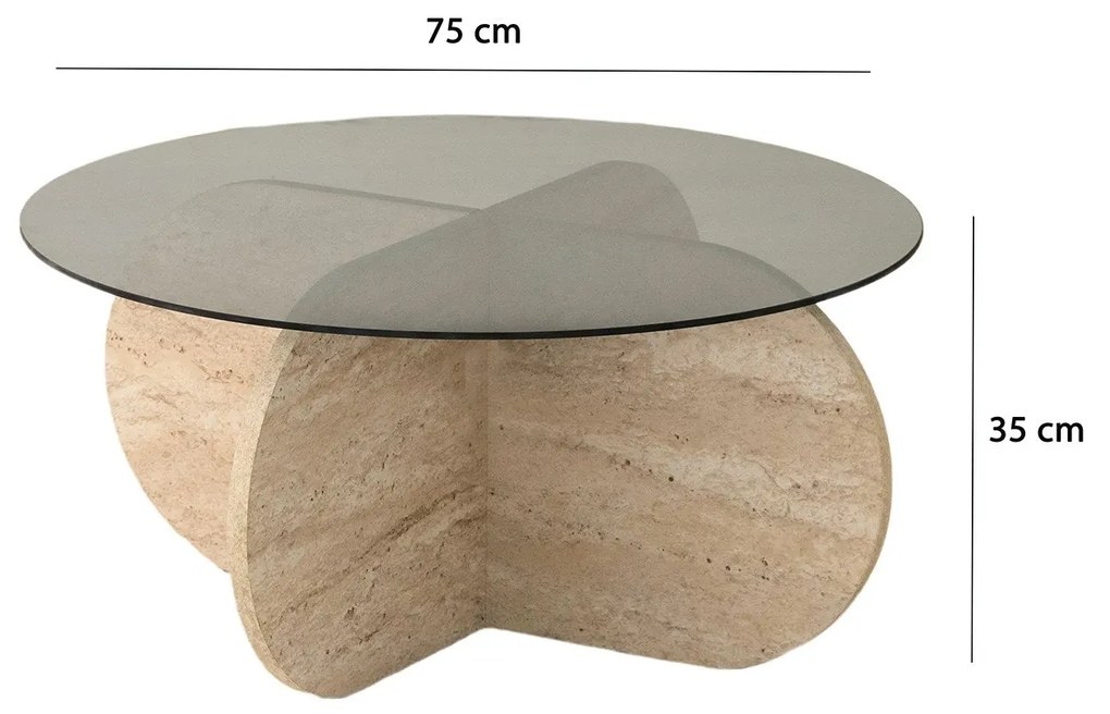 Mesa de Café Bubble – Travertino Fumado – Diâmetro: 75cm, Altura: 35cm