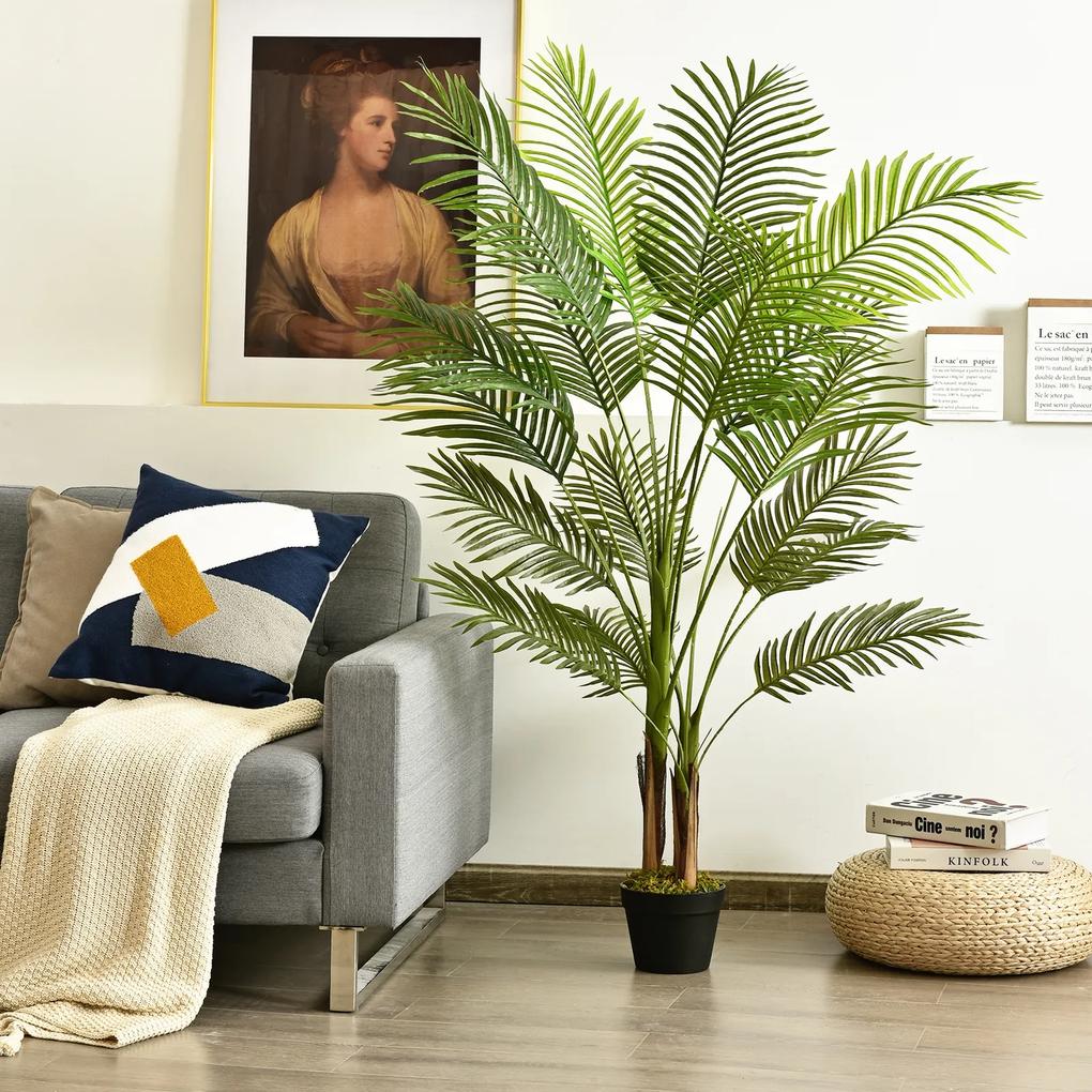 Planta Artificial 1,5 m Palmeira Fenix Falsa Artificial com Pote para Decoração de Escritório Presente Verde para Sala de Estar