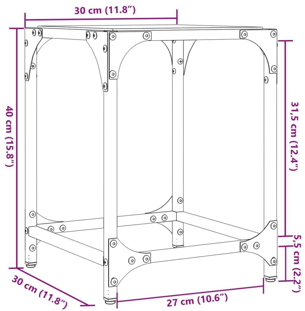 Mesas de centro c/ topo vidro transparente 2 pcs 30x30x40cm aço
