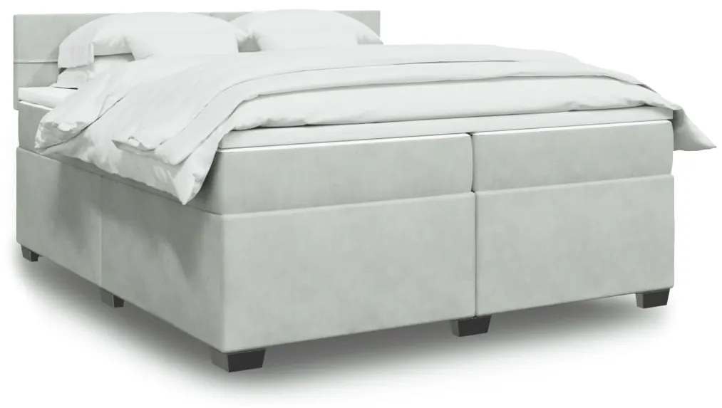 vidaXL Cama com molas/colchão 200x200 cm veludo cinzento-claro
