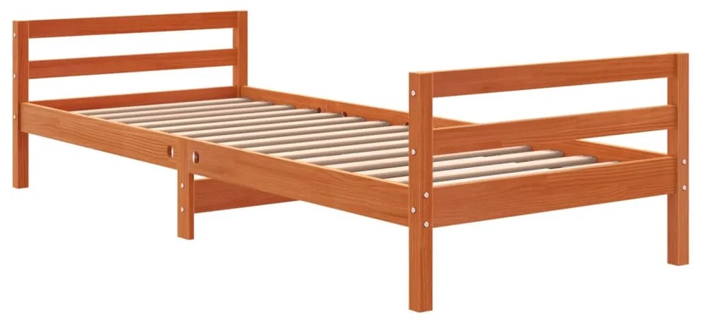 Cama sem colchão 75x190 cm madeira de pinho maciça castanho-mel