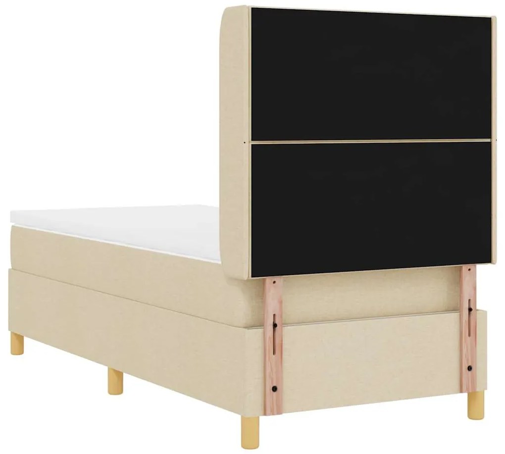 Cama Box Spring vidaXL com Colchão e LED Creme 90x200 cm Tecido