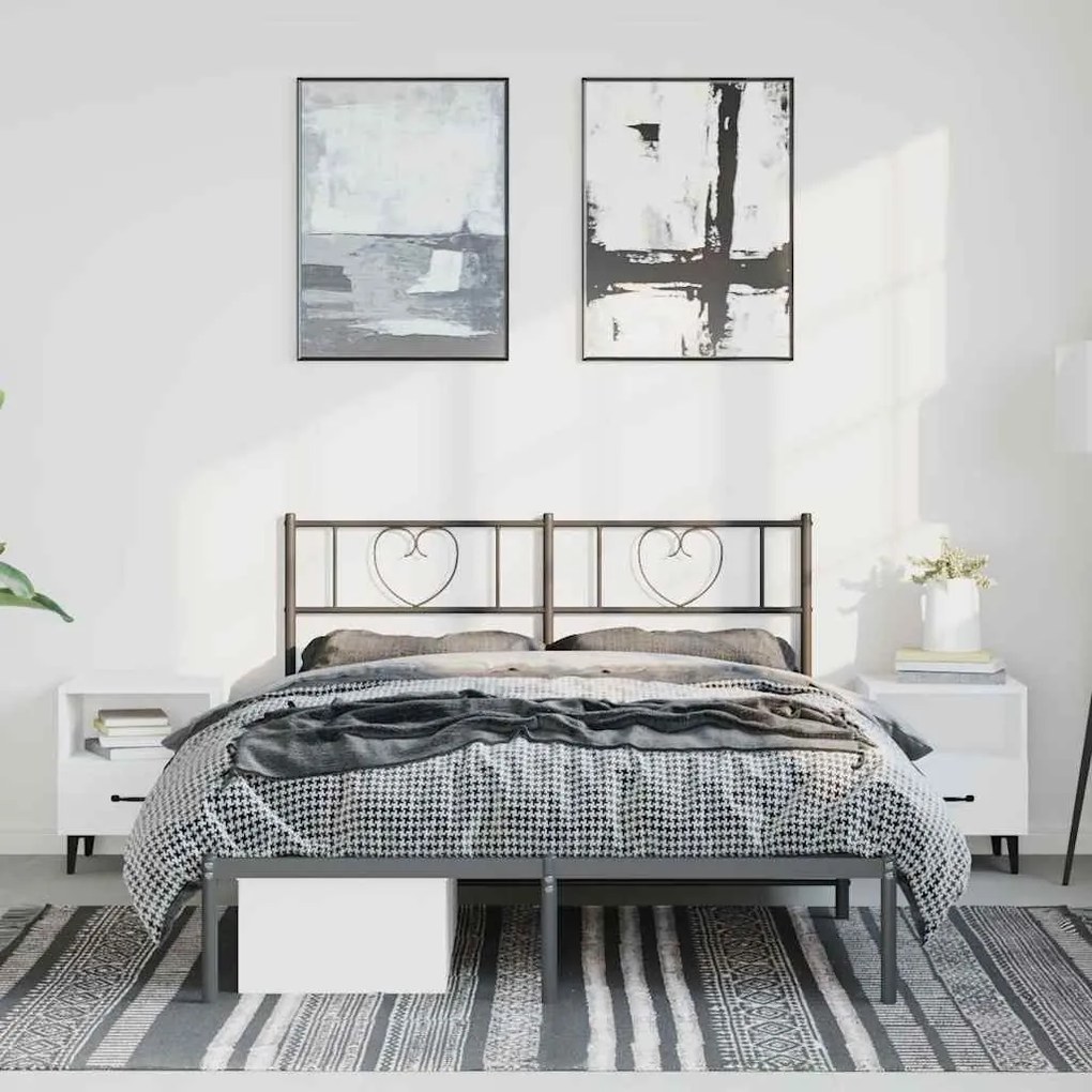 Estrutura de cama com cabeceira 135x190 cm metal preto