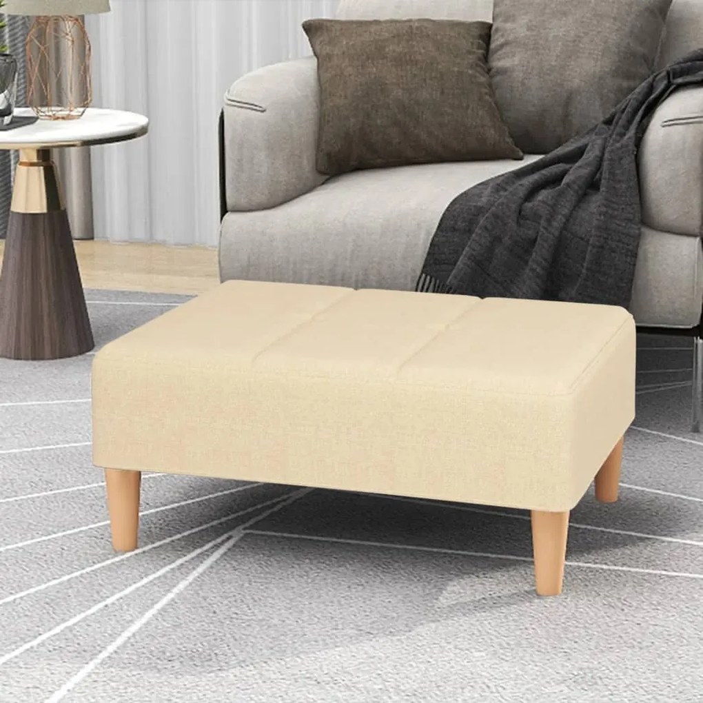 337748 vidaXL Apoio de pés 78x56x32 cm tecido cor creme