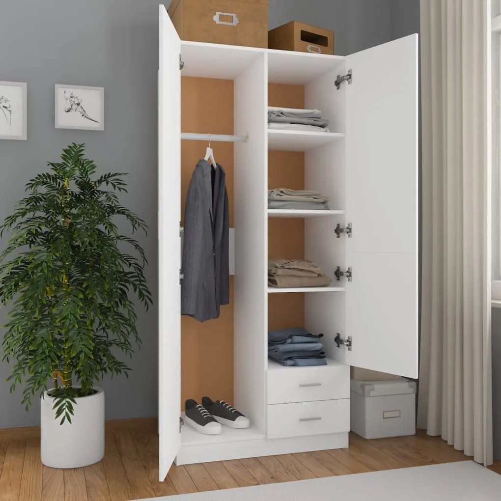 Roupeiro 80x52x180 cm derivados de madeira branco