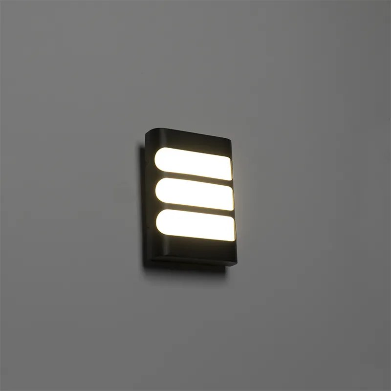 Candeeiro de parede exterior preto com LED e sensor de luz/escuro - Gaev