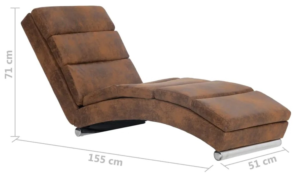 Chaise longue camurça artificial castanho