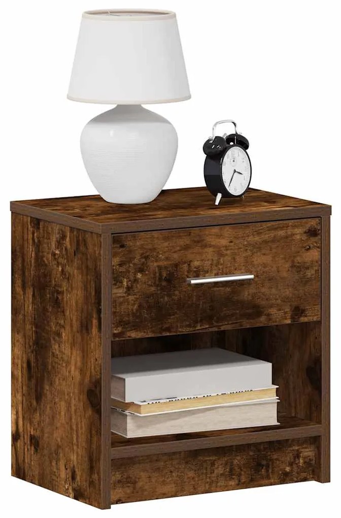vidaXL Mesas de cabeceira 2 pcs com gaveta 39x28x41 cm carvalho fumado