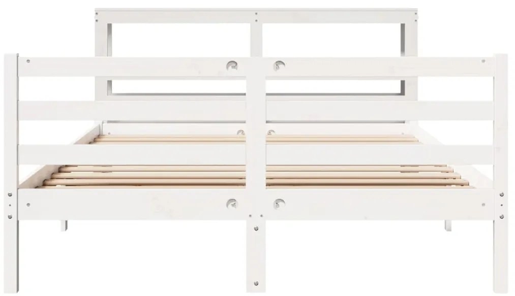 Cama sem colchão 140x200 cm madeira de pinho maciça branco
