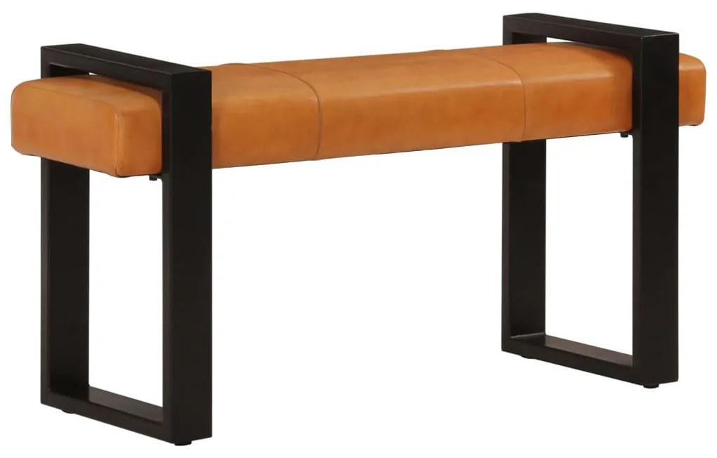 Banco 110 cm couro de cabra genuíno preto e castanho