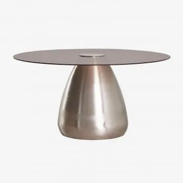 Round Coffee Table Ø80 Cm In Tempered Glass Mariana Cinzento Escovado - Sklum