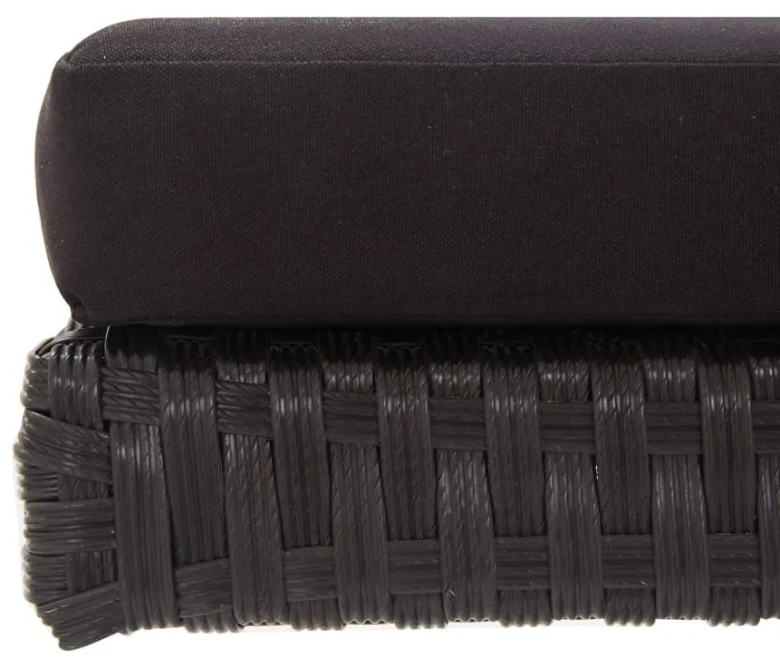 Banco de jardim c/ almofadões 176 cm vime PE preto