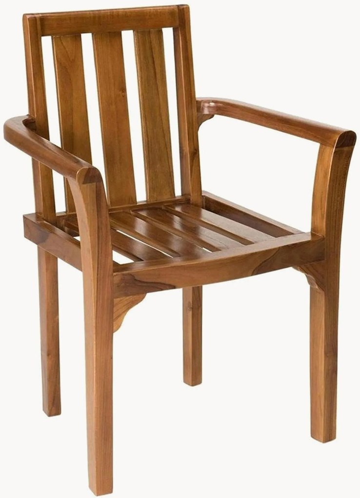 Cadeiras de jardim em madeira de teca com braços Maeva, conjunto de 2
