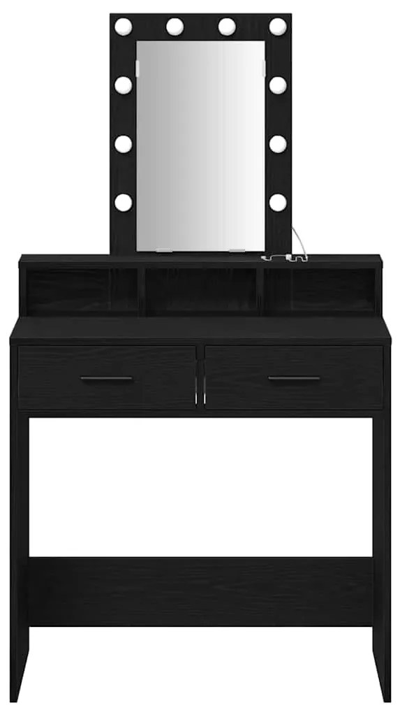 mesinha de maquilhagem vidaXL com luzes LED em Carvalho preto 79x41x14